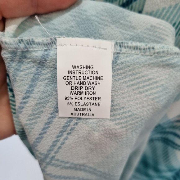 Boho Bird Birdsnest White & Green Plaid Maxi Dress with Belt Plus Size 22 - Picture 8 of 8